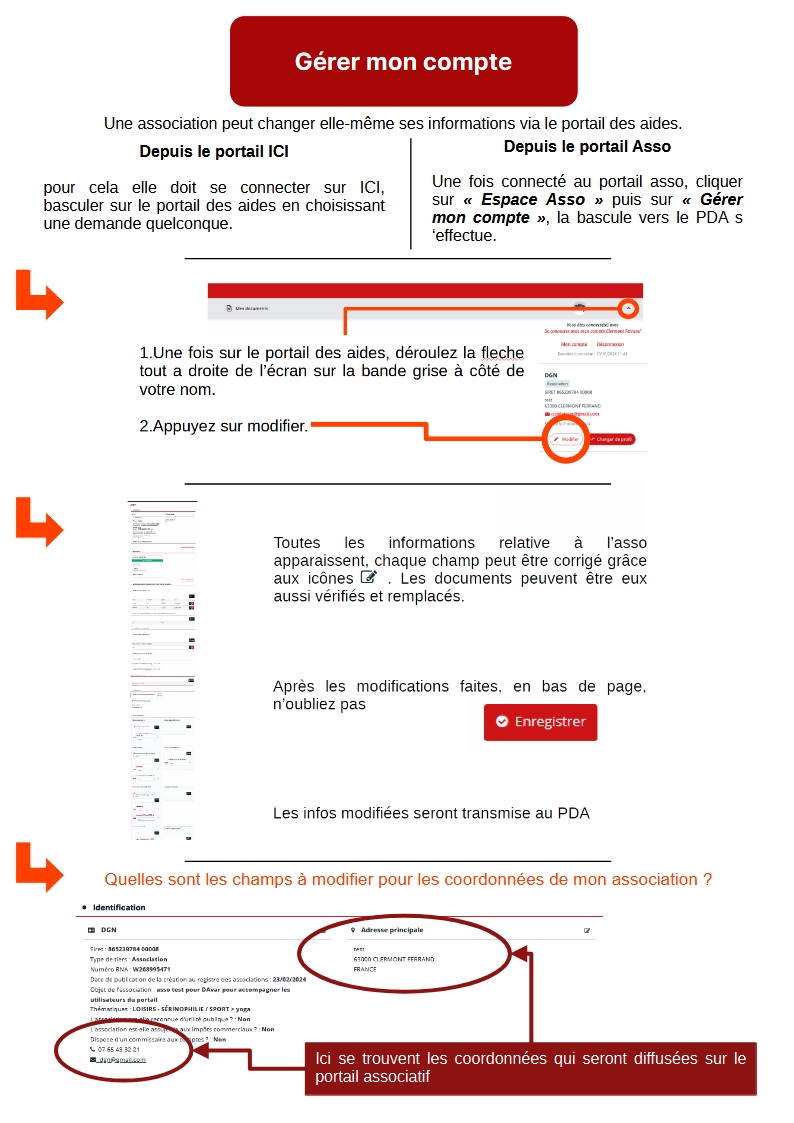 modifier ses inforations