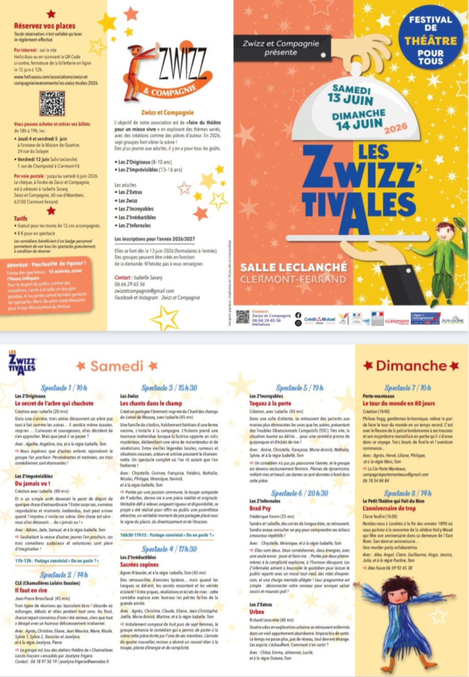 Programme des spectacles proposés