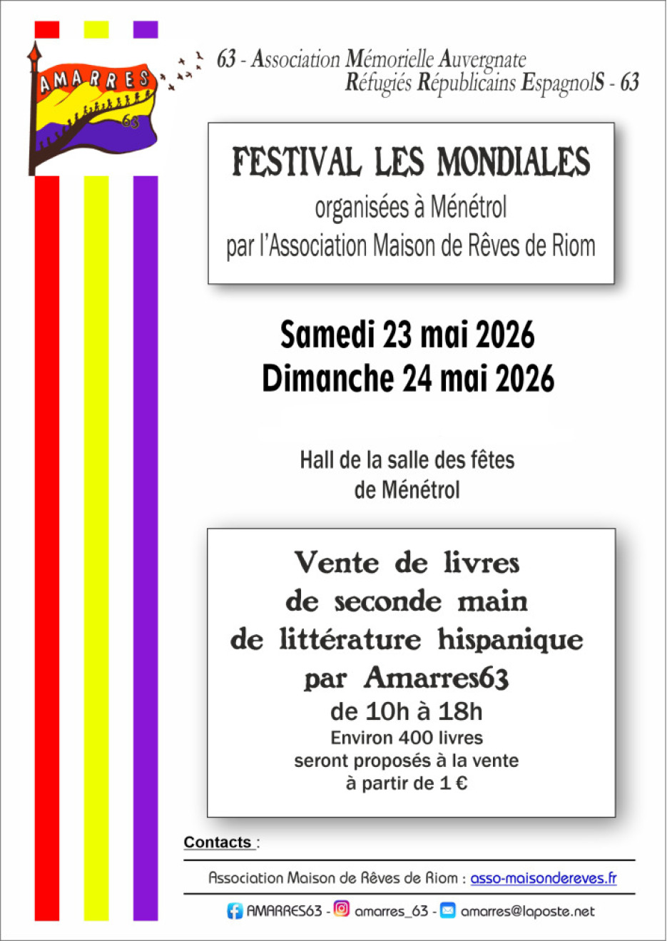Affichette Vente Littérature Hispanique
