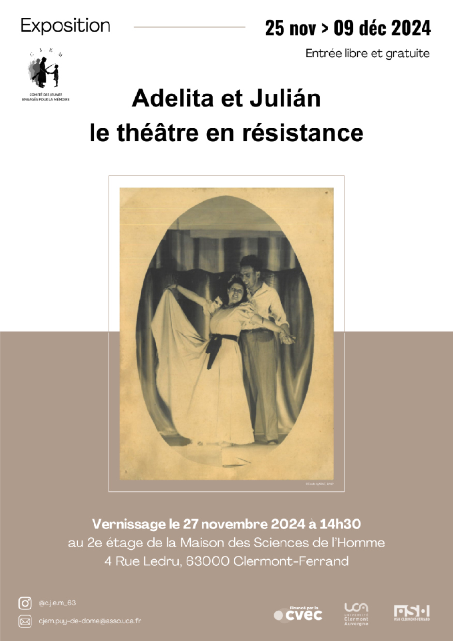 Affiche de l'exposition "Adelita et Julián, le théâtre en résistance".