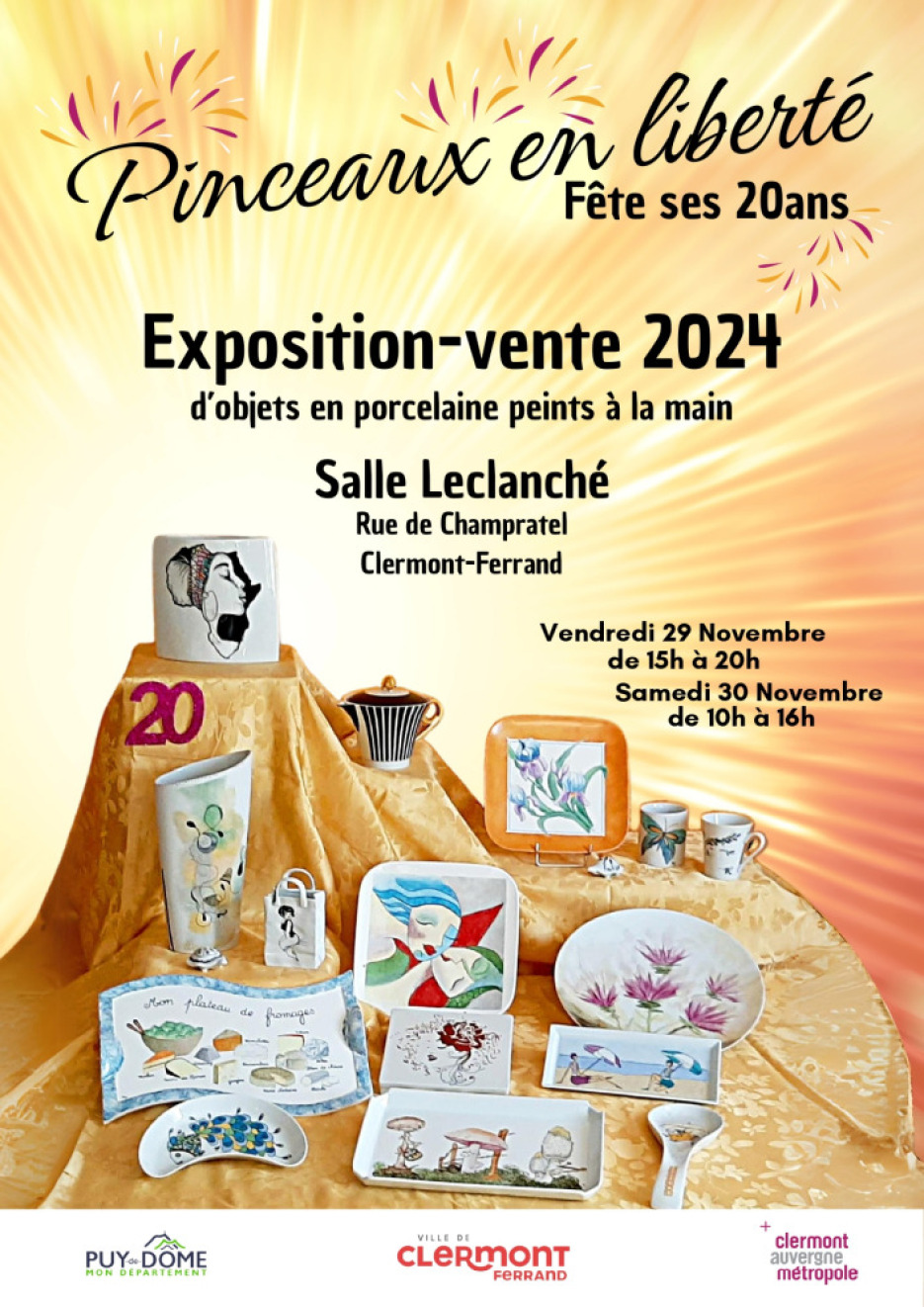 Affiche exposition-vente association Pinceaux en Liberté