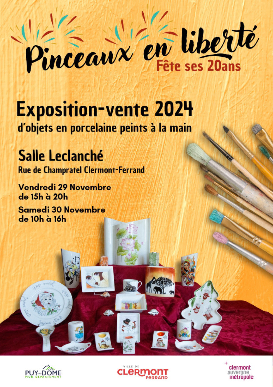 Affiche exposition-vente association Pinceaux en Liberté