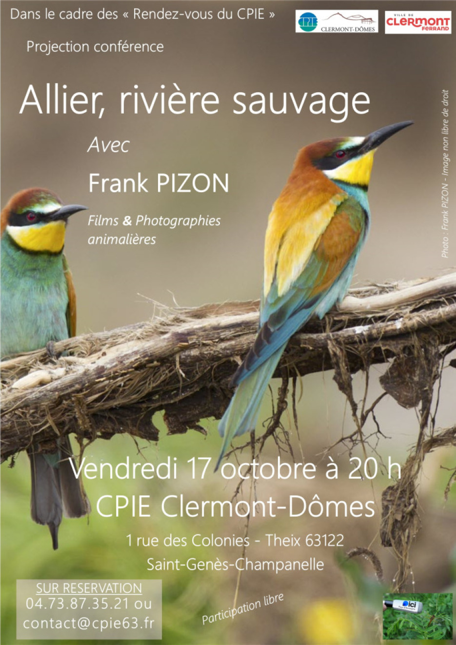 affiche projection "Allier, rivière sauvage" au CPIE