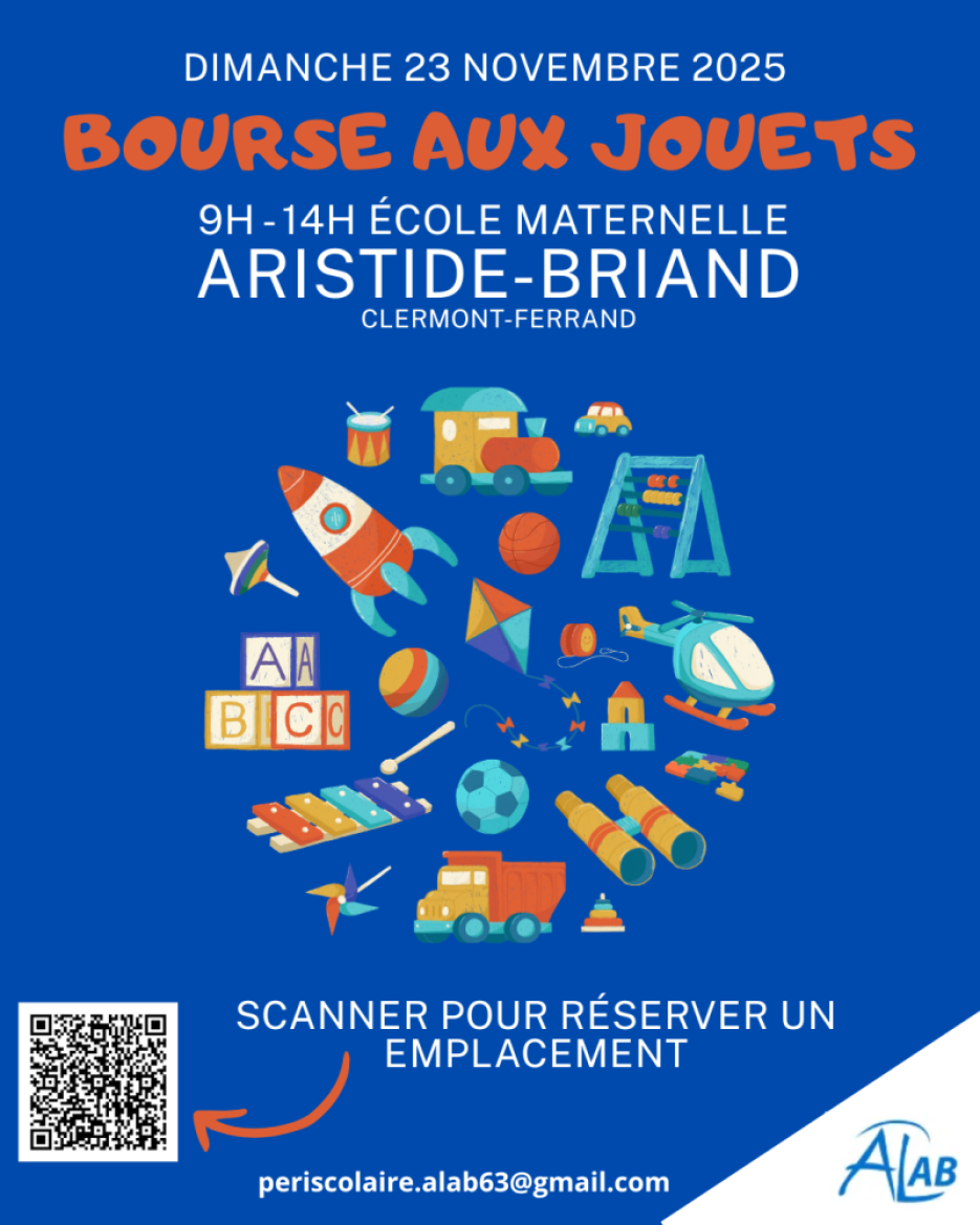 bourse aux jouets clermont aristide briand 23 novembre 2025
