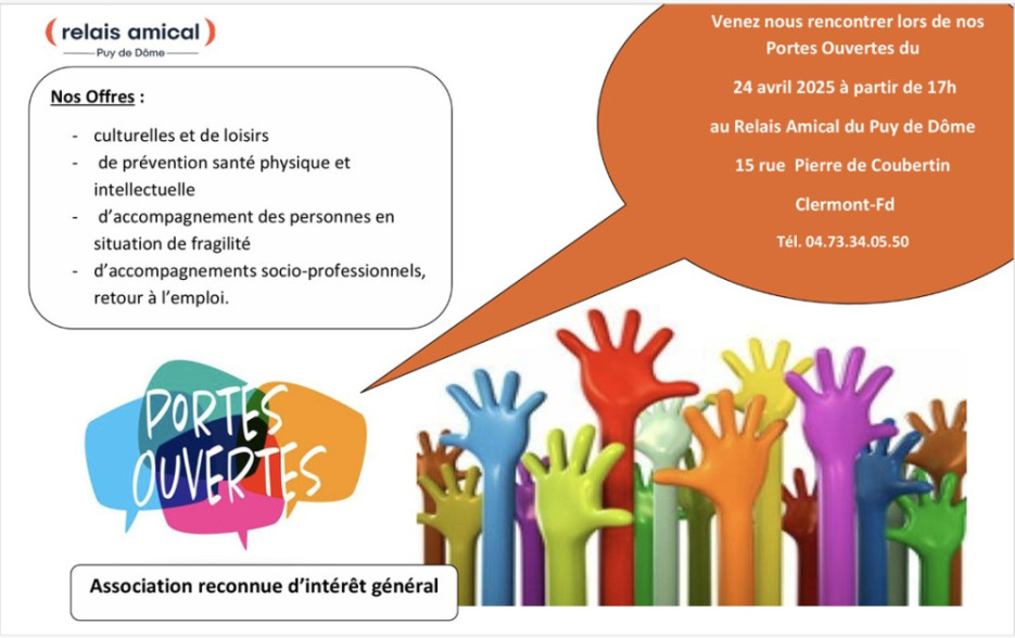 RAMM63- Portes ouvertes 24 avril 2025, venez découvrir les activités du Relais