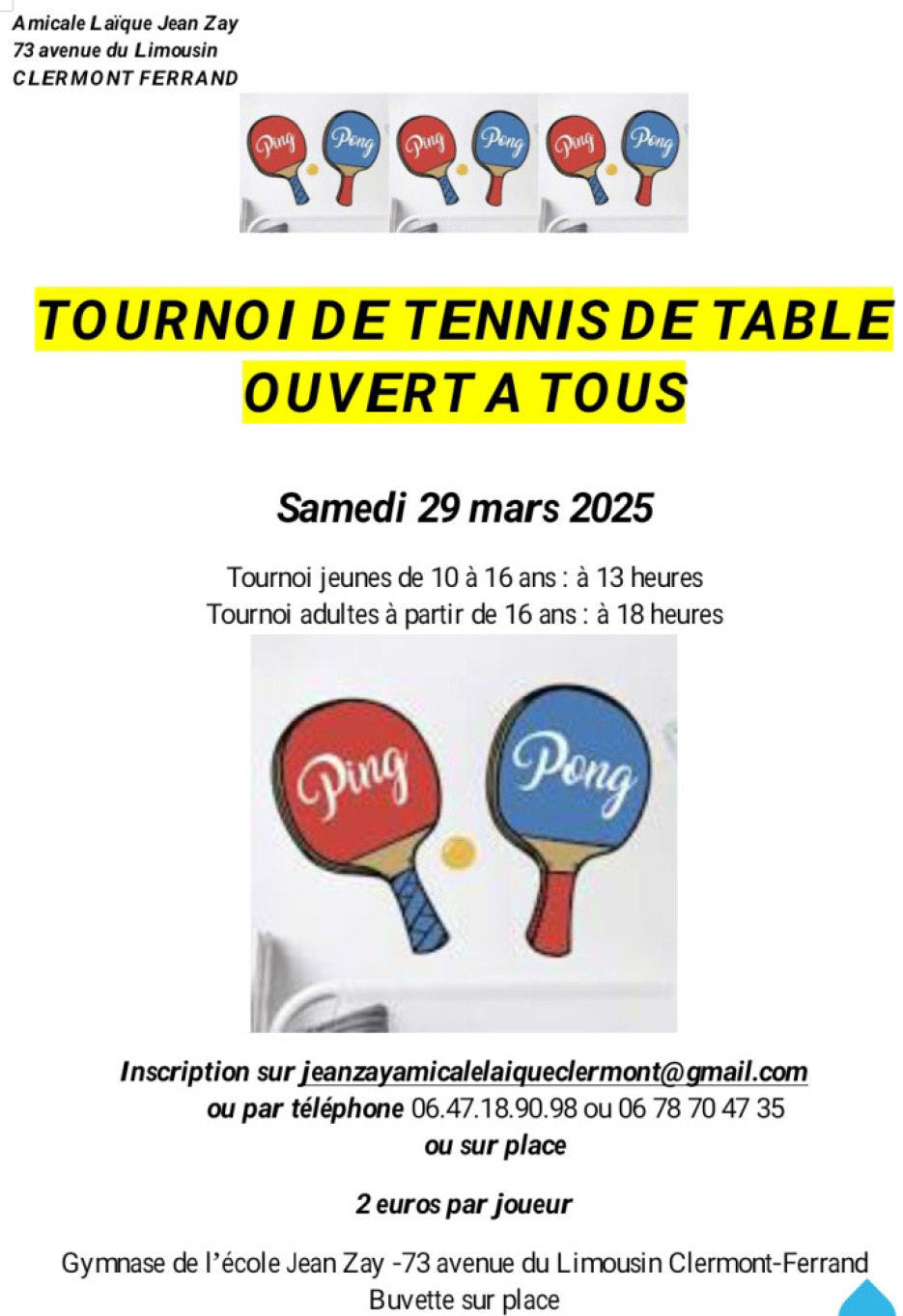 affiche tennis de table