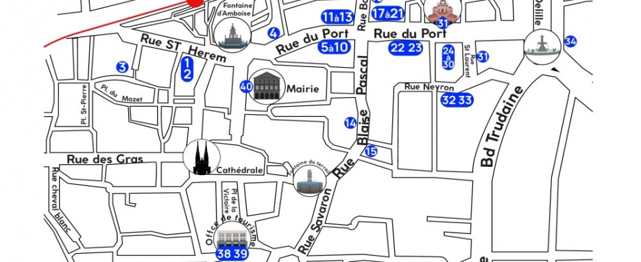 Plan du Parcours de JEMA, centre historique de Clermont-Fd