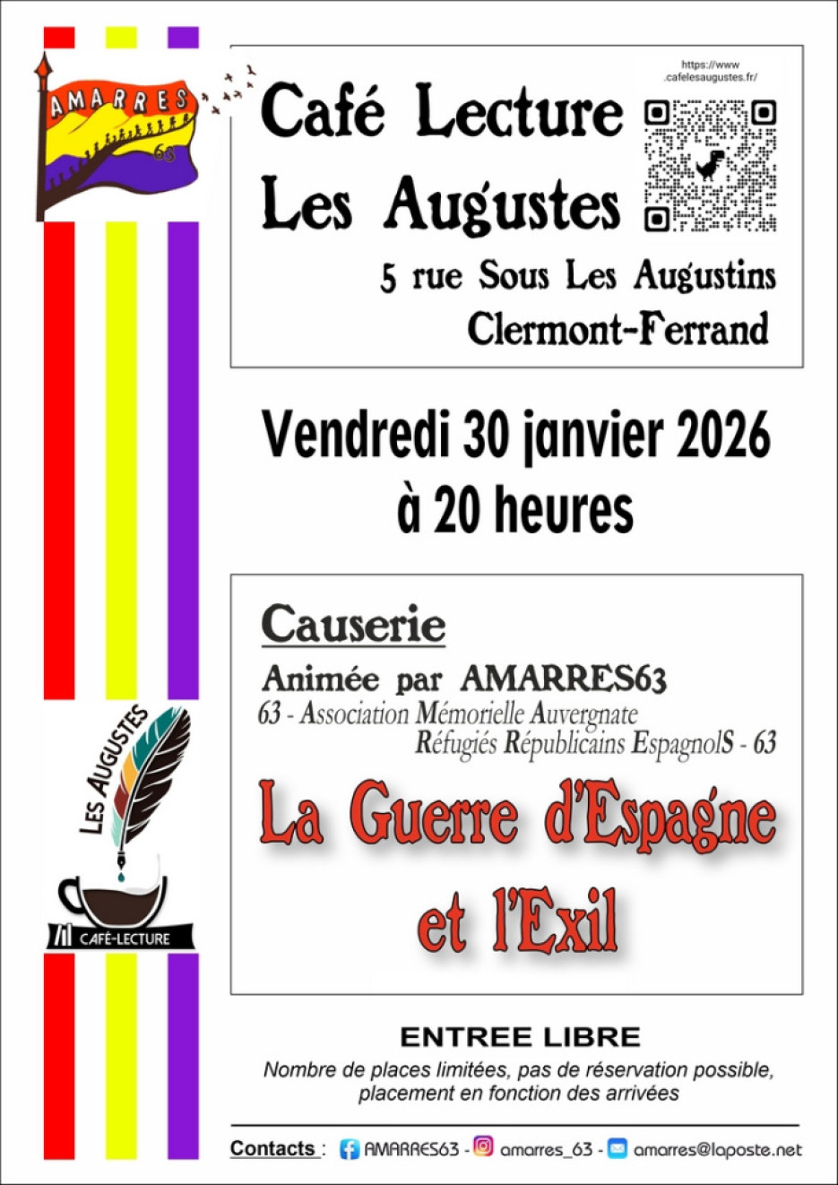 affichette Causerie Guerre Espagne, exil