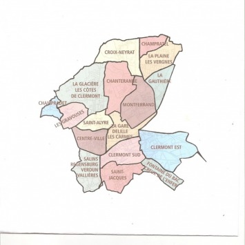 Carte Union des Comités de quartiers de Clermont-Ferrand et de son agglomération